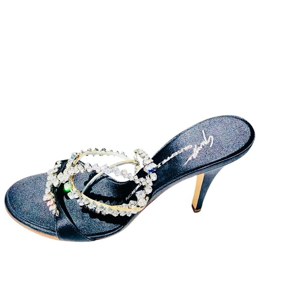 Giuseppe Zanotti black satin high heel with crystals Sz 8 eu 38 never worn - Picture 6 of 15